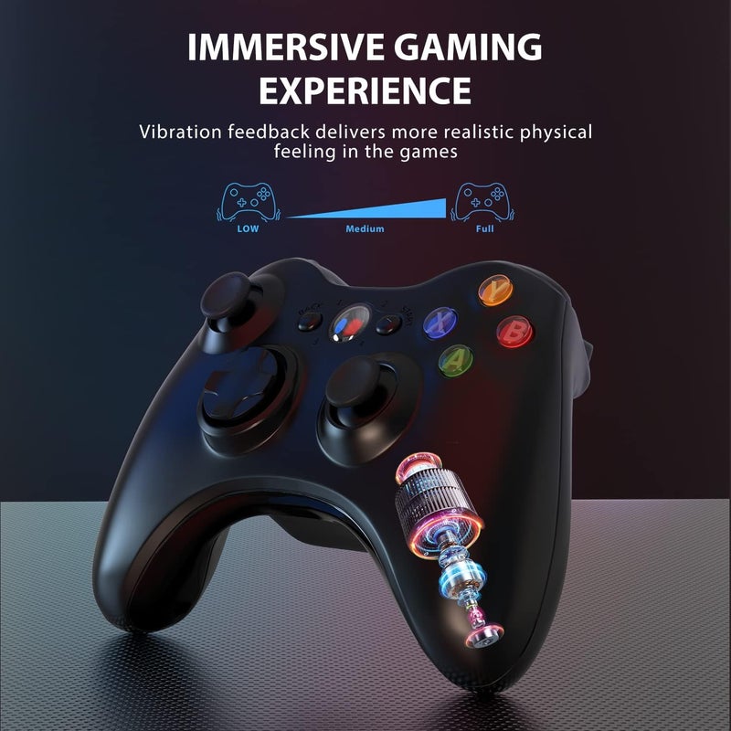 W&O وحدة تحكم لاسلكية متوافقة مع Xbox 360 2.4GHZ جويستيك وحدة تحكم لاسلكية متوافقة مع Xbox 360 و PC ويندوز 7،8،10،11 مع جهاز استقبال (أسود) - Image 4